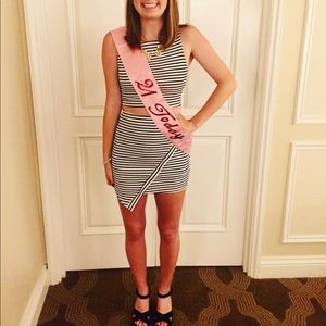 Black and white striped two-piece set!